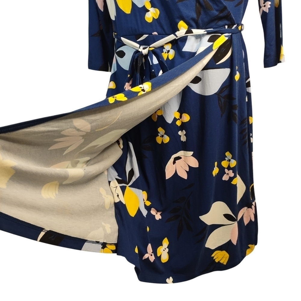a new day Dress Women's Multi Color Floral Print Wrapped 3/4 Sleeve Size L NWT - Picture 7 of 9